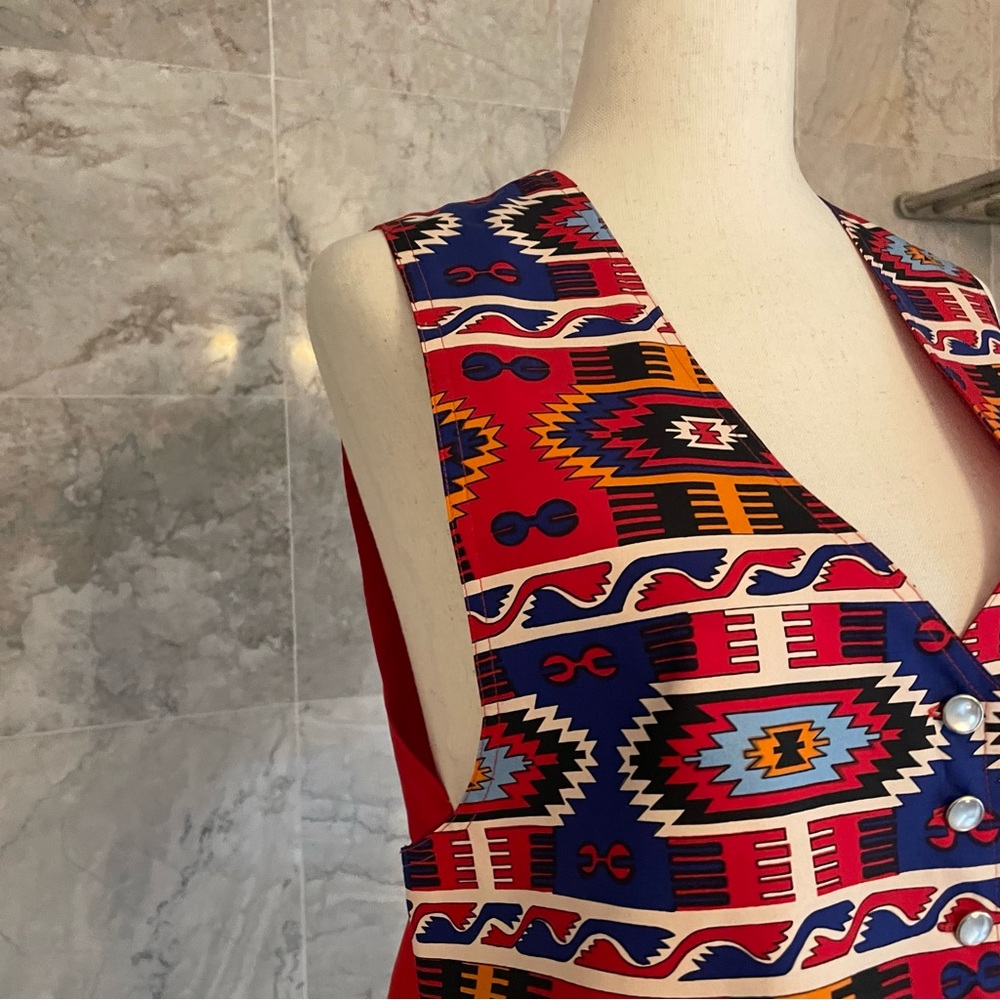 Vintage Silk Club Collection Aztec Button Up Vest - Picture 4 of 7